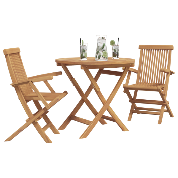 Conjunto de Bistro de Jardín Plegable de 3 Piezas de Madera Maciza de Acacia M 3