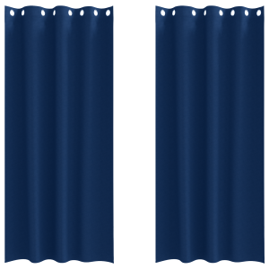 Cortinas com cortinas 2 pcs Azul escuro 225 x 140 cm Poliéster H