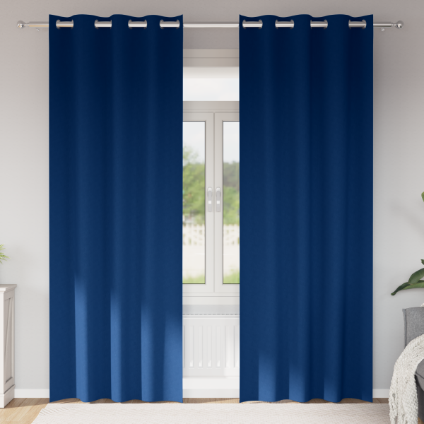 Cortinas con cortinas 2 pcs Azul oscuro 260 x 140 cm Poliéster D