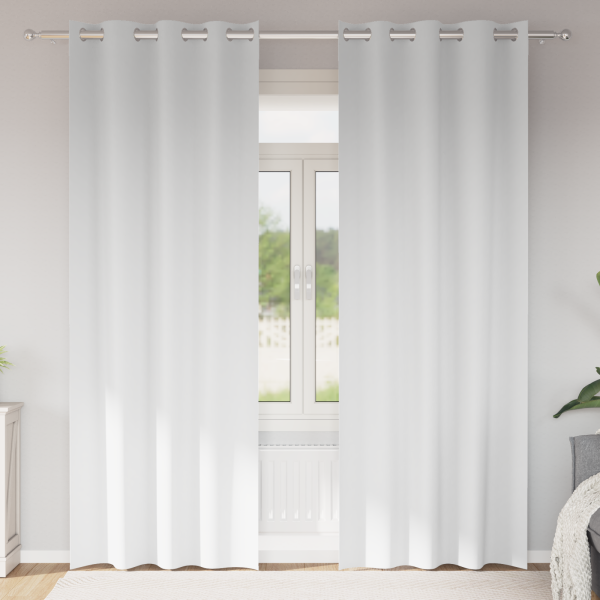 Cortinas con cortinas 2 pcs Blanco puro 225 x 140 cm Poliéster D