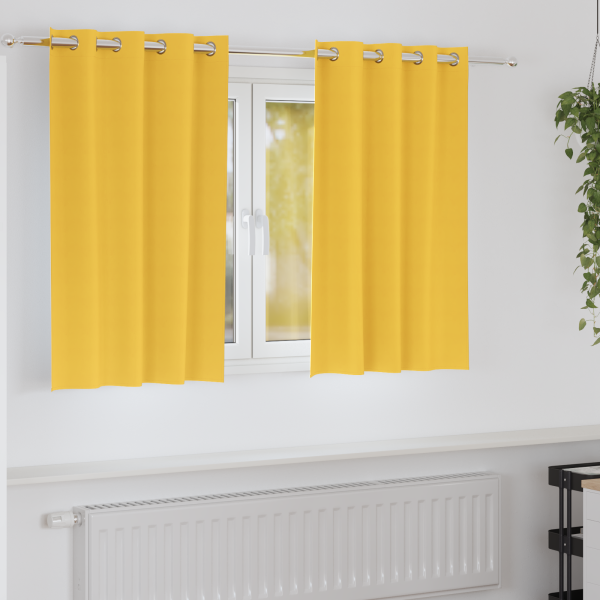Cortinas 2 pcs Amarillo mostaza 140 x 140 cm Poliéster D