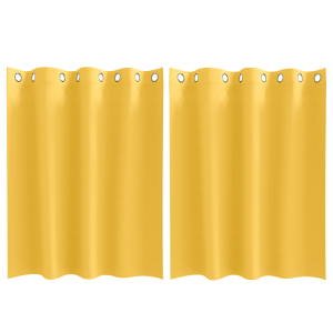 Cortinas 2 pcs Amarillo mostaza 140 x 140 cm Poliéster H