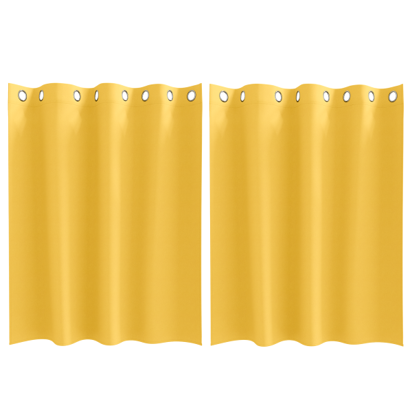 Cortinas 2 pcs amarelo mostarda 140 x 140 cm Poliéster M 2