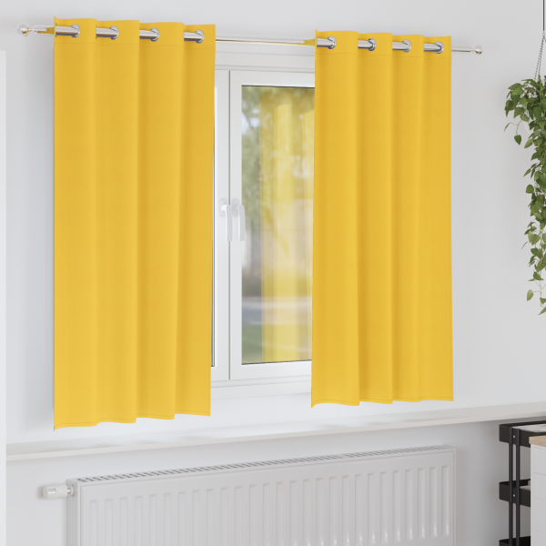 Cortinas 2 pcs Amarillo mostaza 175 x 140 cm Poliéster D