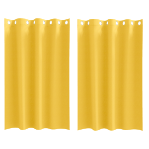 Cortinas 2 pcs amarelo mostarda 175 x 140 cm Poliéster H