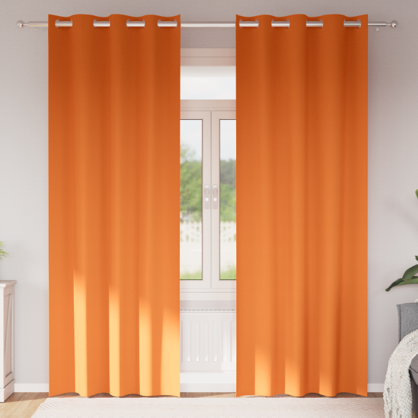 Cortinas 2 pcs Naranja brillante 225 x 140 cm Poliéster D