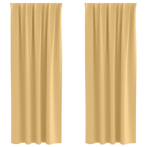 Cortinas com cortinas 2 pcs Bege 245 x 140 cm Poliéster H
