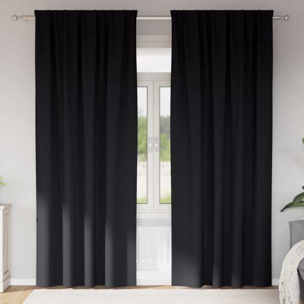 Cortinas con cortinas 2 pcs Negro 260 x 140 cm Poliéster D