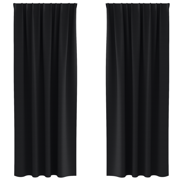 Cortinas con cortinas 2 pcs Negro 260 x 140 cm Poliéster M 2