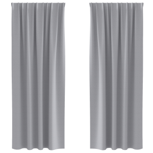 Cortinas 2 pcs Cinzento-claro 245 x 140 cm Poliéster H