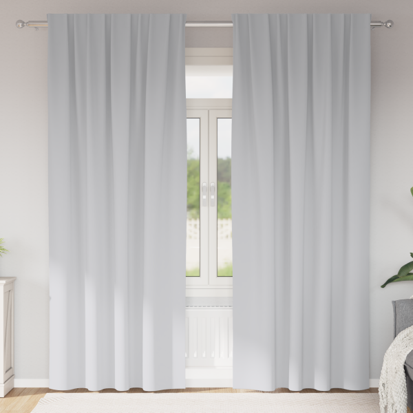Cortinas con cortinas 2 pcs Gris pálido 225 x 140 cm Poliéster D