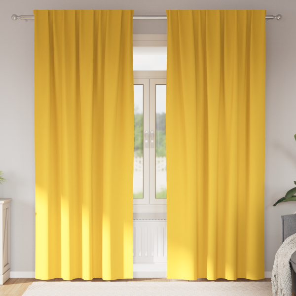 Cortinas 2 pcs Amarillo mostaza 245 x 140 cm Poliéster D