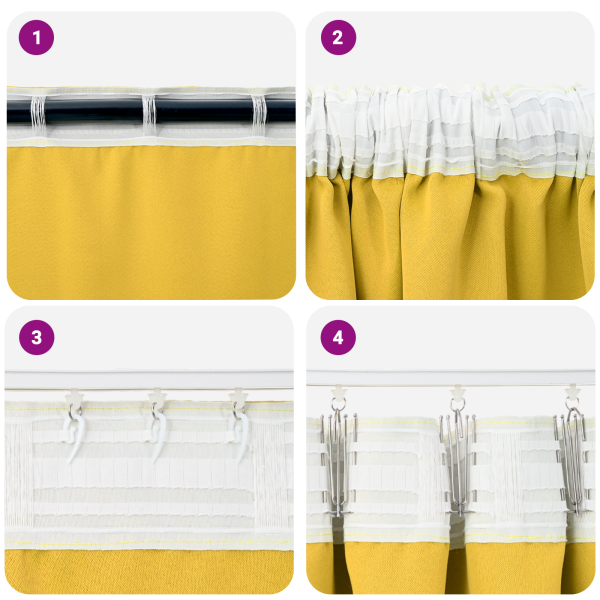 Cortinas 2 pcs Amarillo mostaza 260 x 140 cm Poliéster M 5