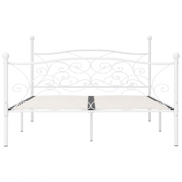 Estrutura de cama com estrado de ripas 180x200 cm metal branco M 3