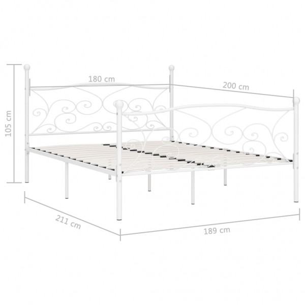 Estrutura de cama com estrado de ripas 180x200 cm metal branco M 5