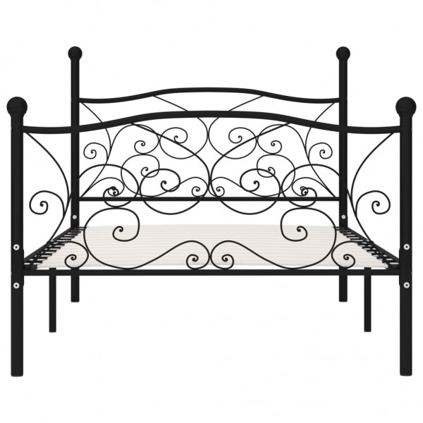 Estrutura de cama com estrado de ripas 90x200 cm metal preto M 3