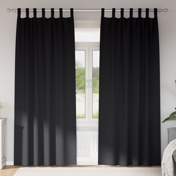 Cortinas con cortinas 2 pcs Negro 245 x 140 cm Poliéster D
