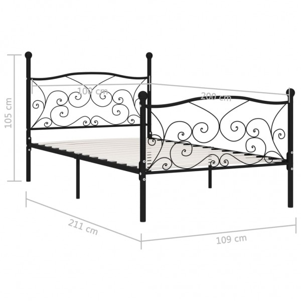Estrutura de cama com estrado de ripas 100x200 cm metal preto M 4