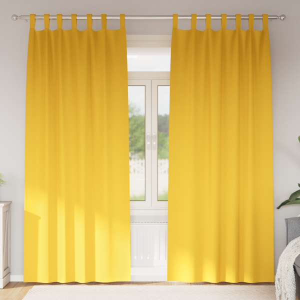 Cortinas 2 pcs Amarillo mostaza 260 x 140 cm Poliéster D