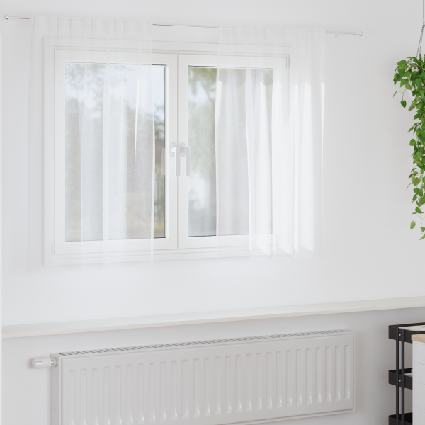 Cortinas con cortinas 2 pcs Blanco 140 x 140 cm Poliéster D