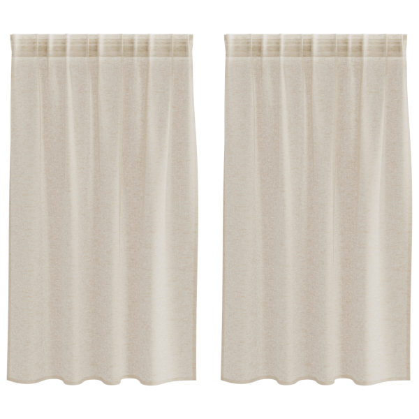 Cortinas com cortinas 2 pcs Areia 140 x 140 cm Poliéster M 2