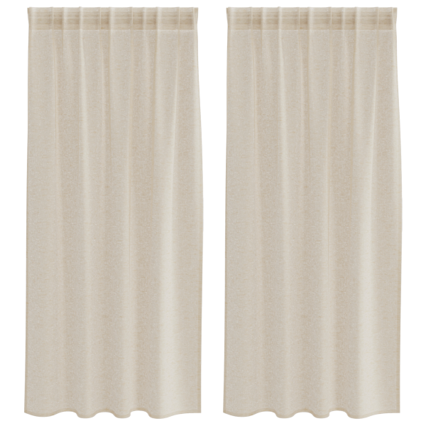 Cortinas com cortinas 2 pcs Areia 140 x 175 cm Poliéster M 2