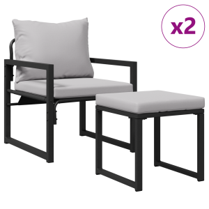 Conjunto de Sofá de Jardim 4 pcs Preto 61 x 72.5 x 71 cm Aço H