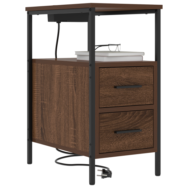 Cajoneras de Noche con cajón 2 pcs Marrón roble 30 x 48 x 61 cm M 3