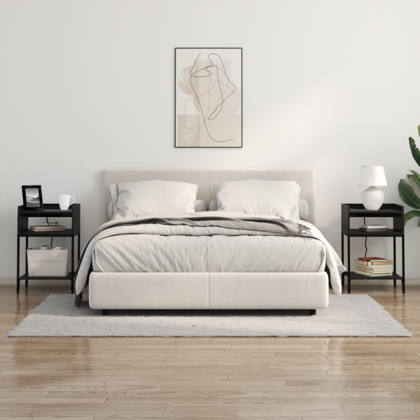 Armario de Noche con estante con almacenamiento Roble negro 40 x 40 x 61 cm M 4