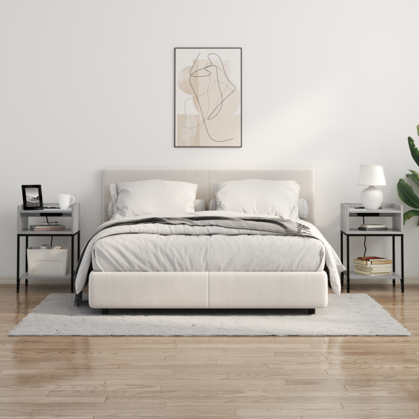 Armario de Noche con estante con almacenamiento Gris sonoma 40 x 40 x 61 cm M 4