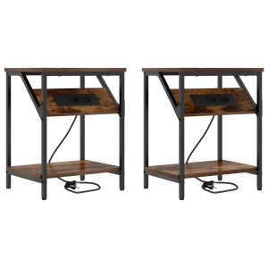 Armários de Canto 2 pcs Carvalho fumado 38 x 30 x 48 cm H