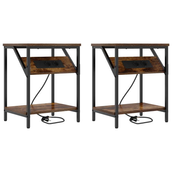 Cajoneras de Noche 2 pcs Roble ahumado 38 x 30 x 48 cm M 2