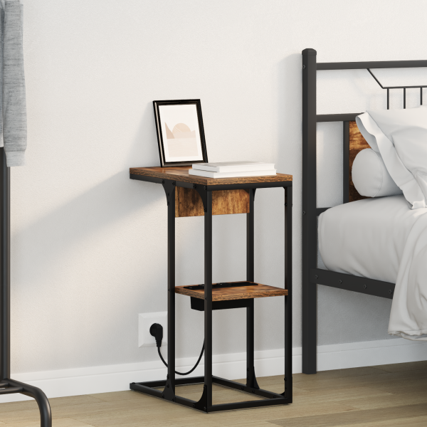 Mesa de Noche Roble ahumado 41.5 x 26 x 60.5 cm D