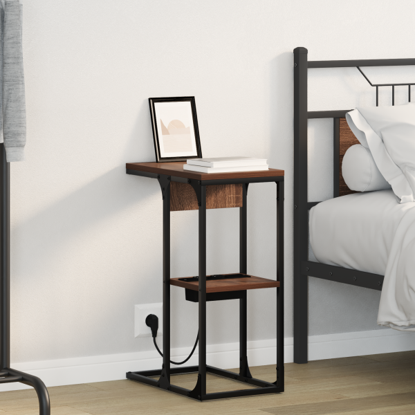 Mesa de Noche Roble Marrón 41.5 x 26 x 60.5 cm D