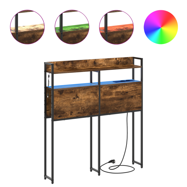 Cabeceira de armazenamento Carvalho fumê 90 cm M 4