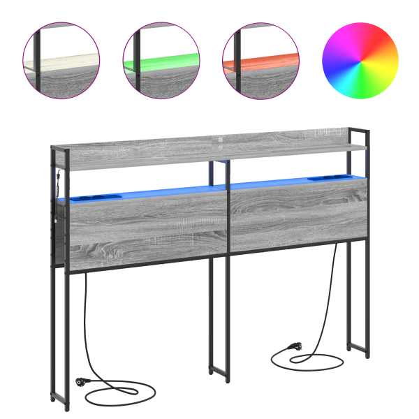 Cabeceira de armazenamento Cinza sonoma 135 cm M 4