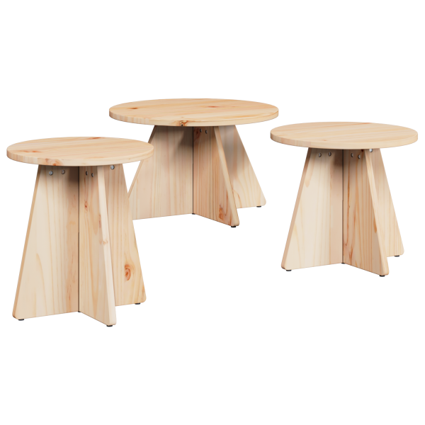 Mesa de Café 3 pcs Natural 49 x 49 x 30 cm M 2