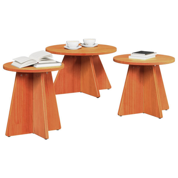 Mesa de Café 3 pcs Marrón cera 49 x 49 x 30 cm M 3