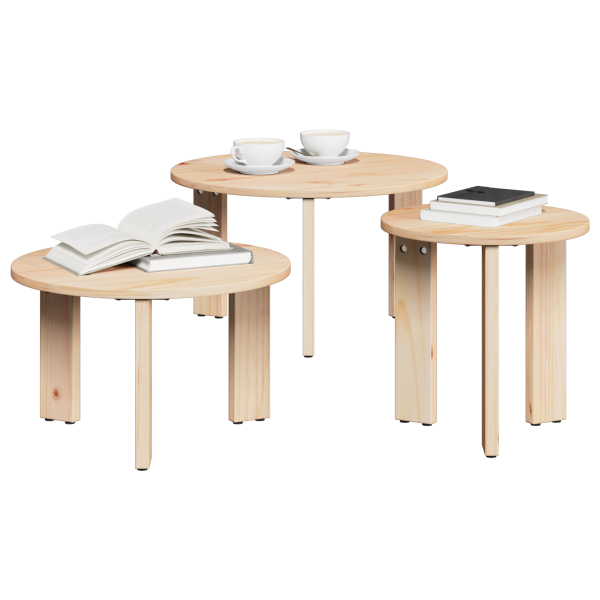 Mesa de Café 3 pcs Natural 47.5 x 47.5 x 27 cm M 3