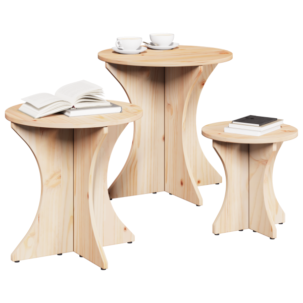 Mesa de centro 3 pcs Natural 46 x 46 x 47 cm M 3