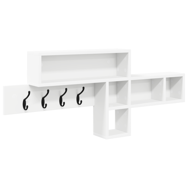 Perchero de pared con estante con almacenamiento Blanco 100 x 12 x 43.5 cm M 2