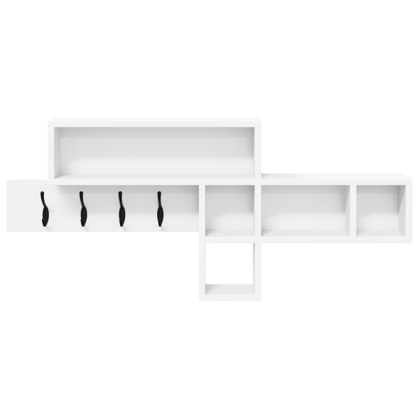 Perchero de pared con estante con almacenamiento Blanco 100 x 12 x 43.5 cm M 4