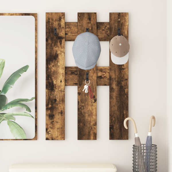 Perchero de pared Roble ahumado 65 x 3 x 100 cm D