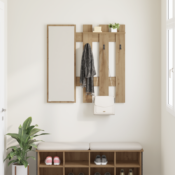 Perchero de pared Roble artesanal 100 x 10 x 100 cm M 4