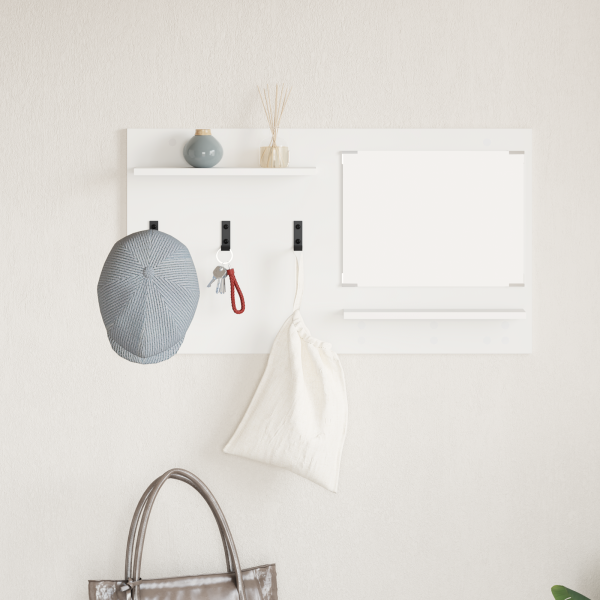 Perchero de pared Blanco 90 x 10 x 50 cm Madera contrachapada M 4