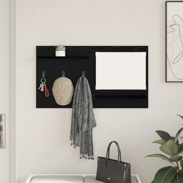 Perchero de pared con estante Roble negro 90 x 10 x 50 cm D