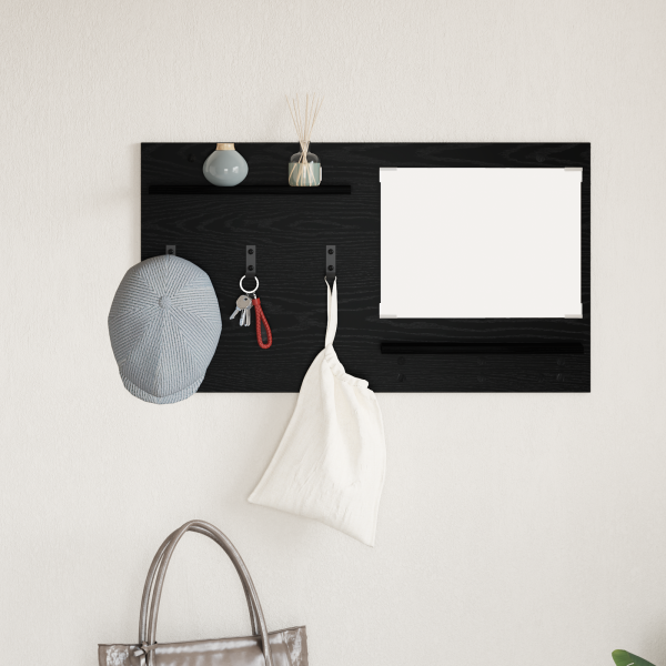 Perchero de pared con estante Roble negro 90 x 10 x 50 cm M 4