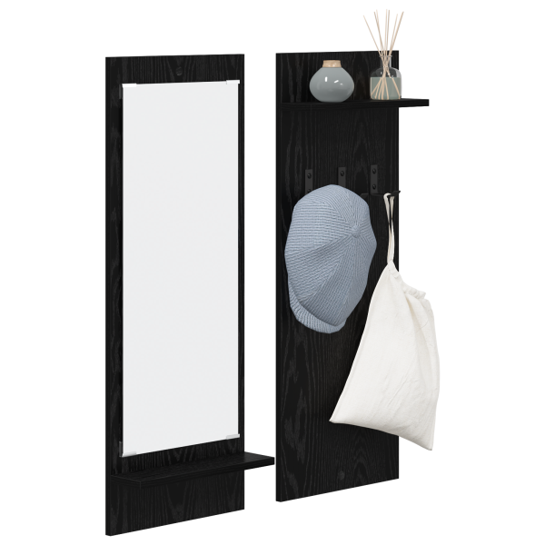 Perchero de pared con estante Roble negro 70 x 10 x 90 cm M 3