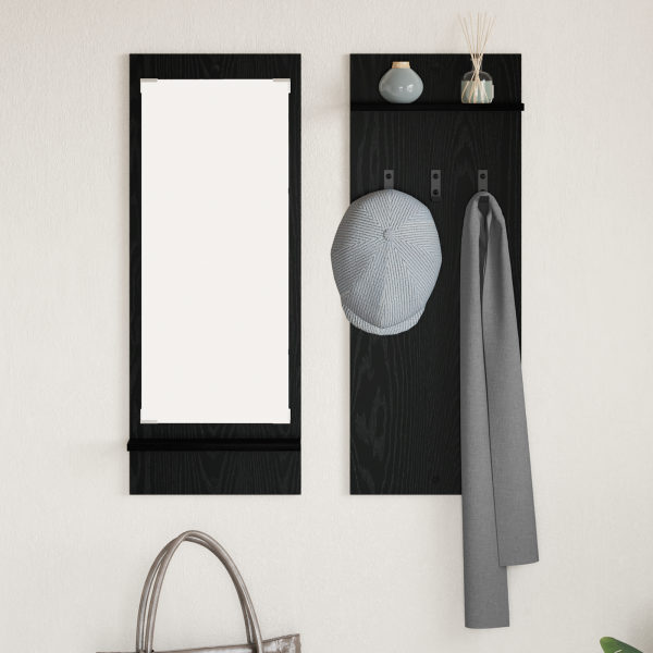 Perchero de pared con estante Roble negro 70 x 10 x 90 cm M 4