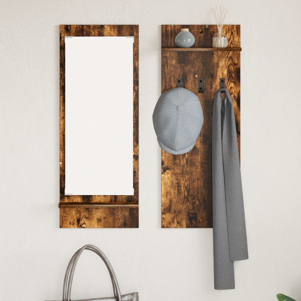 Perchero de pared con estante Roble ahumado 70 x 10 x 90 cm M 4